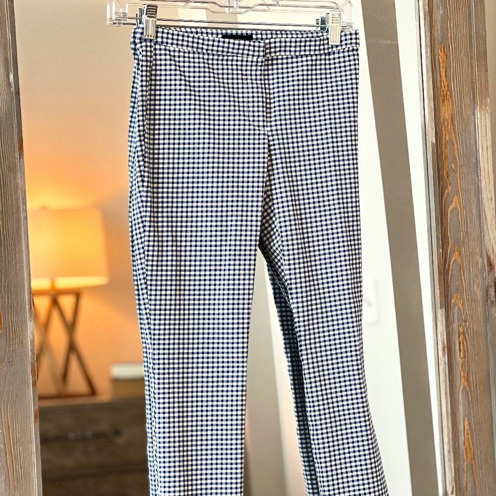 Theory Blue & White Check Slim Pants – Size 00